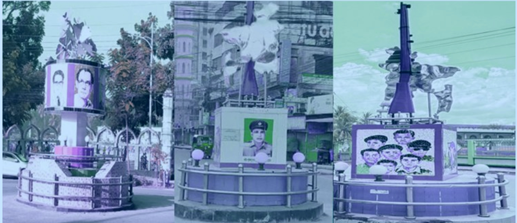 নগরীজুড়ে দৃষ্টিনন্দন নানারকম শিল্পকর্ম   