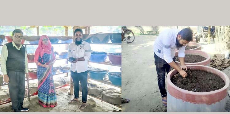 ভার্মি কম্পোস্ট সার উৎপাদনে চিরিরন্দরের নাঈমের সাফল্য
