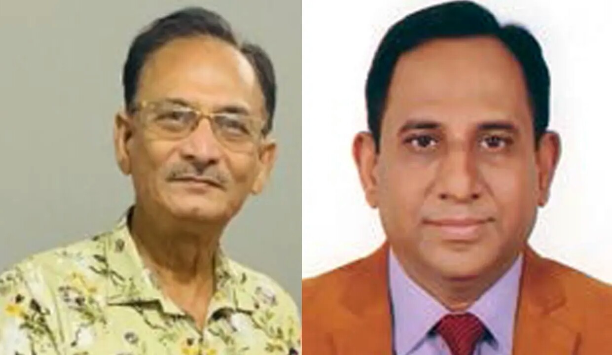 পূজা উদযাপন পরিষদের সভাপতি বাসুদেব ধর ও সম্পাদক সন্তোষ শর্মা