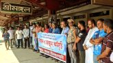 সিলেট অঞ্চলে ২টি ট্রেন চালুসহ অবকাঠামো উন্নয়নের দাবিতে শ্রীমঙ্গলে মানববন্ধন