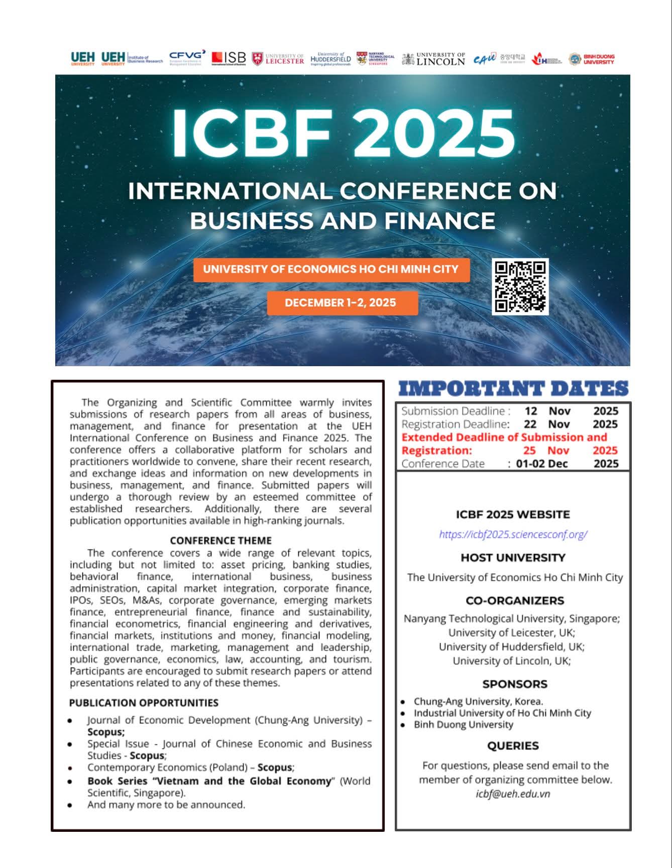 আইসিবিএফ ২০২৫ আন্তর্জাতিক সম্মেলনের নিবন্ধ জমা দেওয়ার সময়সীমা বৃদ্ধি