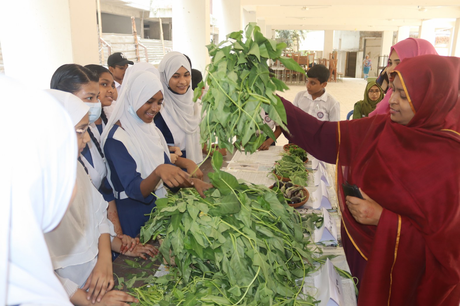 বেঙ্গলী মিডিয়াম হাইস্কুলে শিক্ষার্থীদের উৎপাদিত সবজি প্রদর্শনী